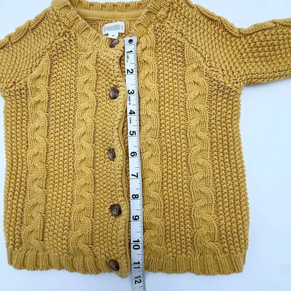 Gymboree Mustard Yellow Button Up Chunky Knit Cardigan Sweater - US Toddler Size